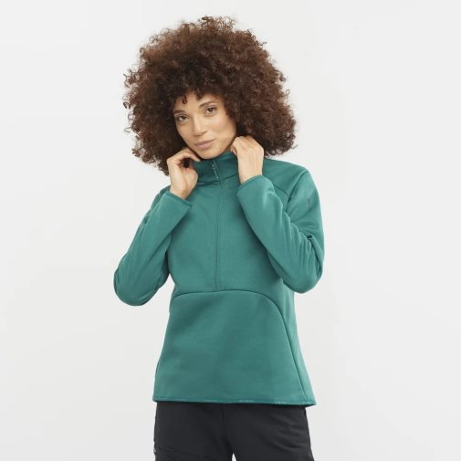 Chaquetas Salomon Essential Warm Half Zip Mujer Verdes | MX PDXZ805